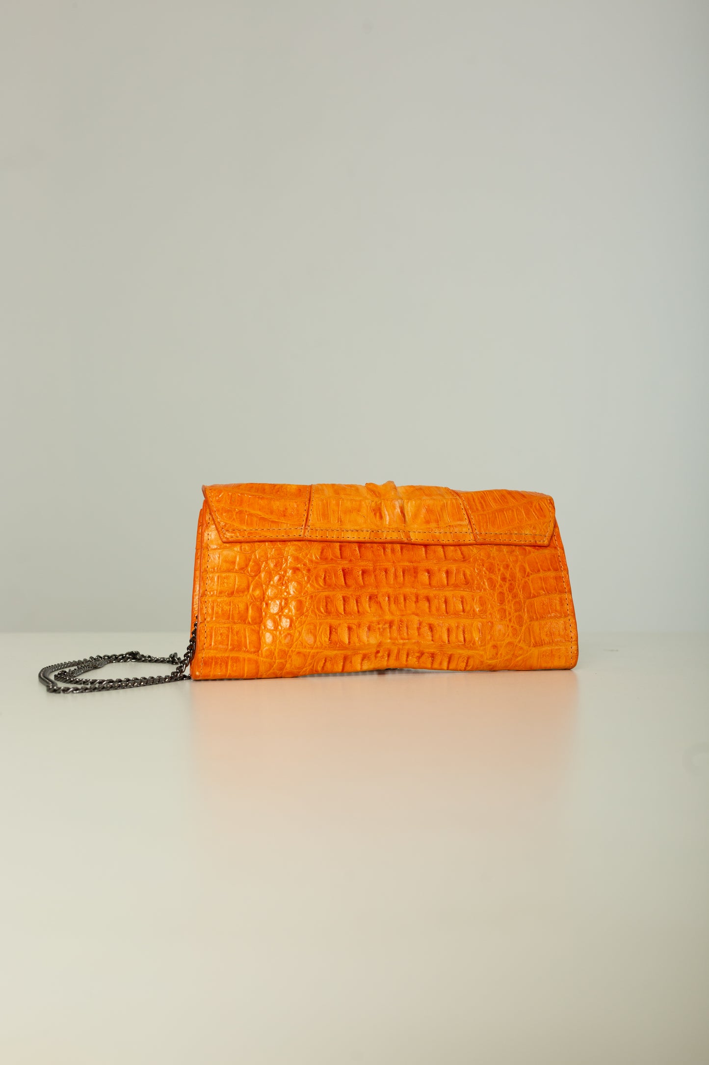 Clutch Clara | Couro de Jacaré | Laranja