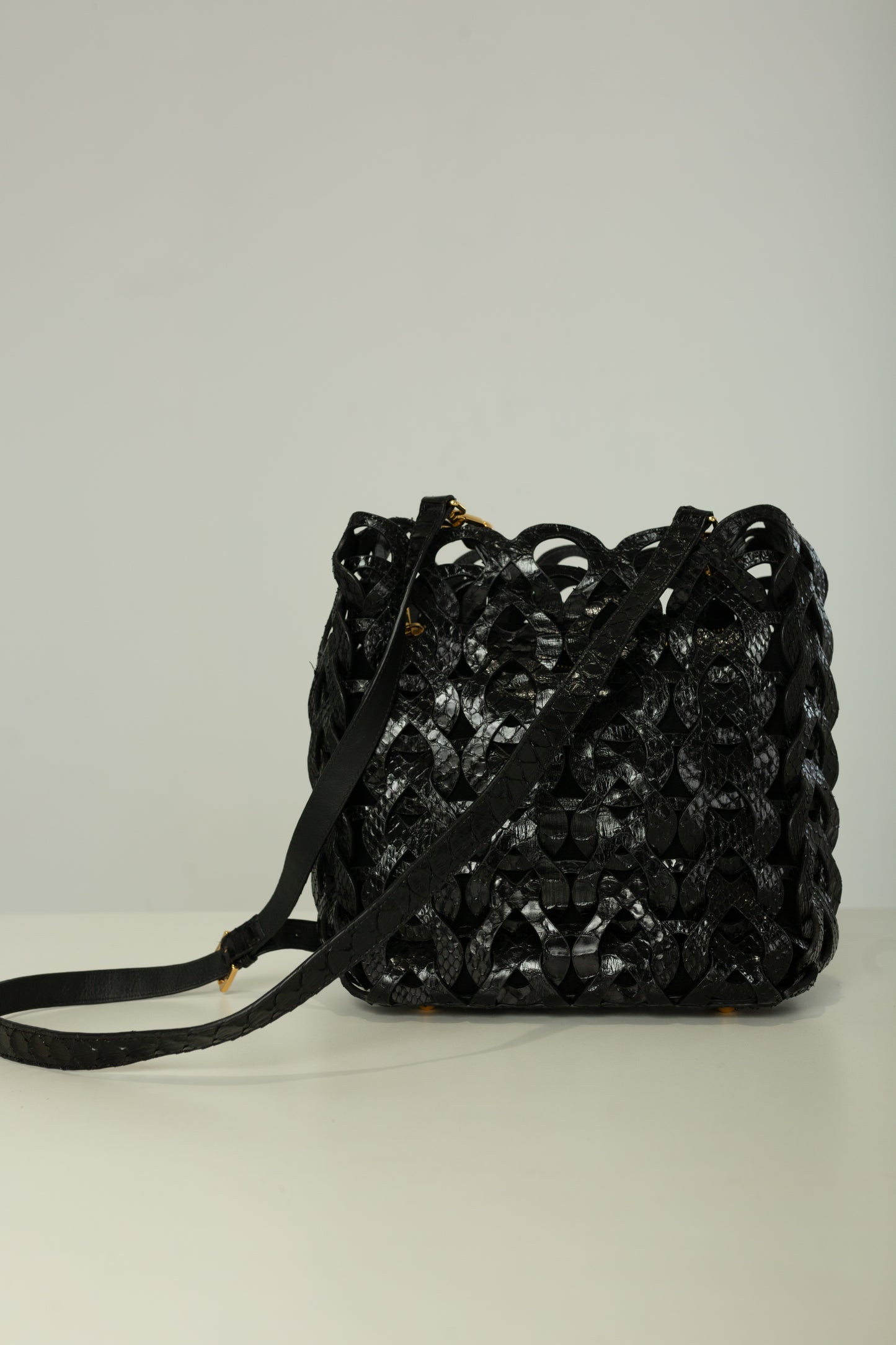 Bolsa Beatriz | Couro de Python | Preta