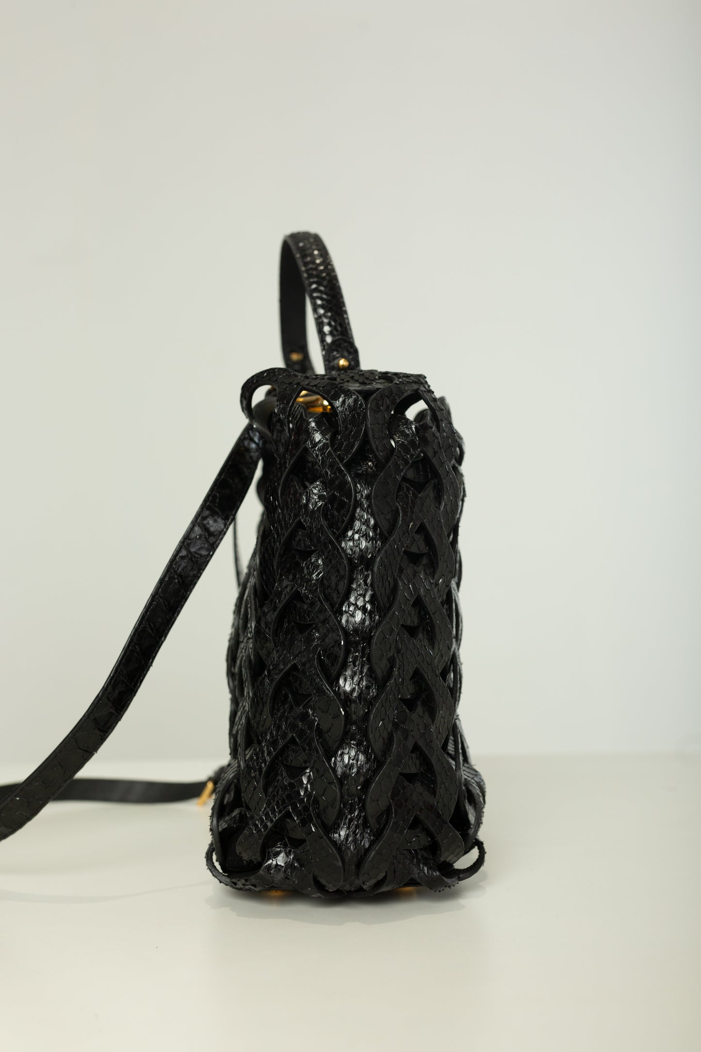 Bolsa Beatriz | Couro de Python | Preta