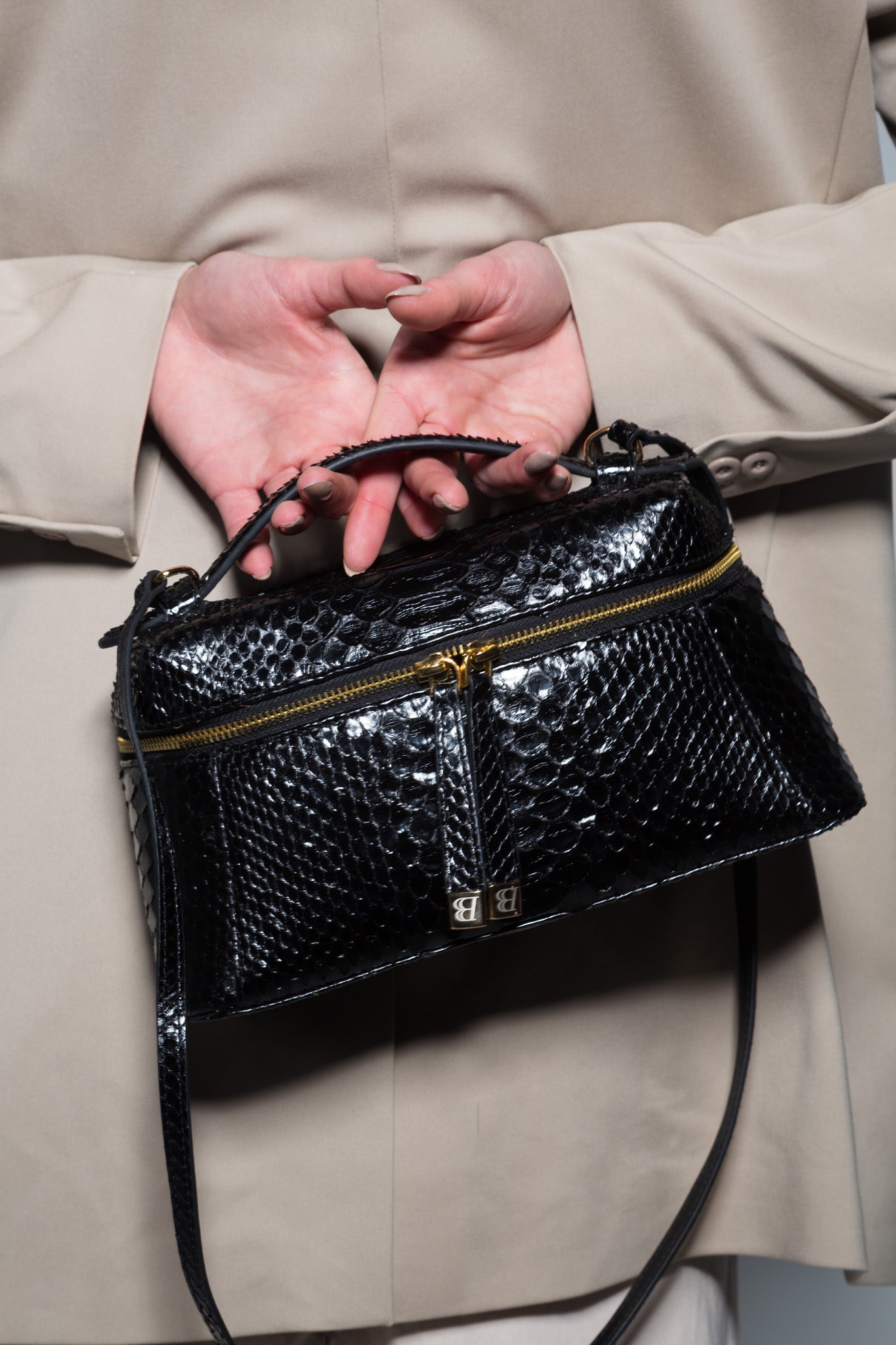 Bag Valentina | Couro do Python | Preta
