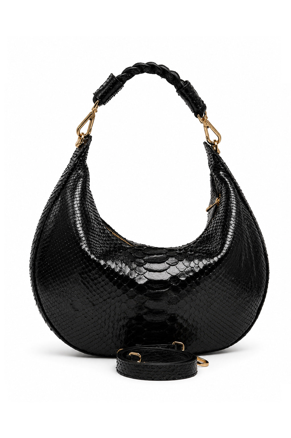 Bolsa Marcela M | Couro de Python | Preta