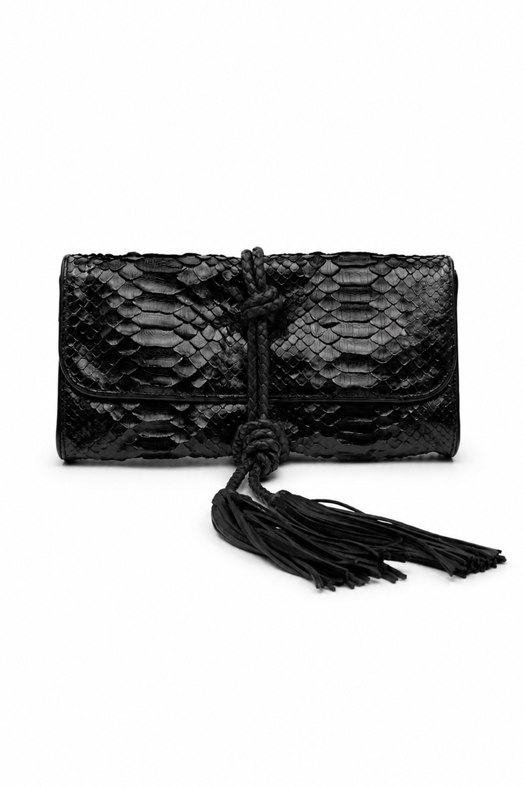 Clutch Flávia | Couro de Python | Preta