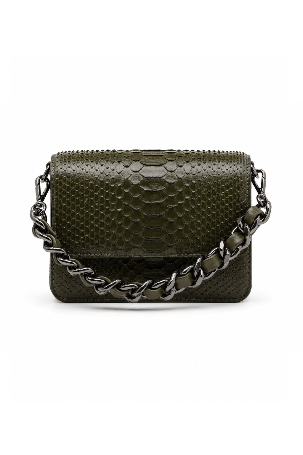 Bolsa Elisa | Couro de Python | Verde Musgo