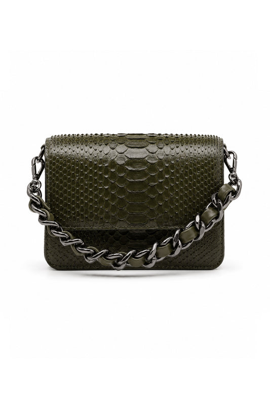 Bolsa Elisa | Couro de Python | Verde Musgo
