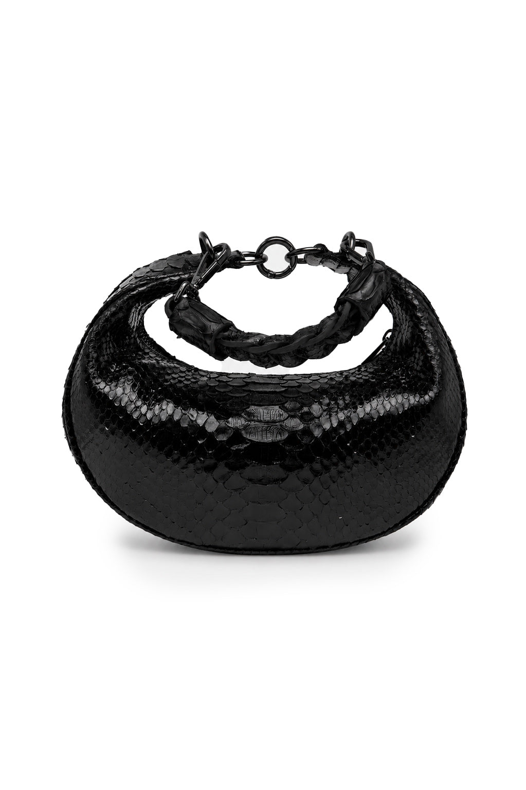 Bolsa Marcela P | Couro de Python | Preta | Ferragem Ônix