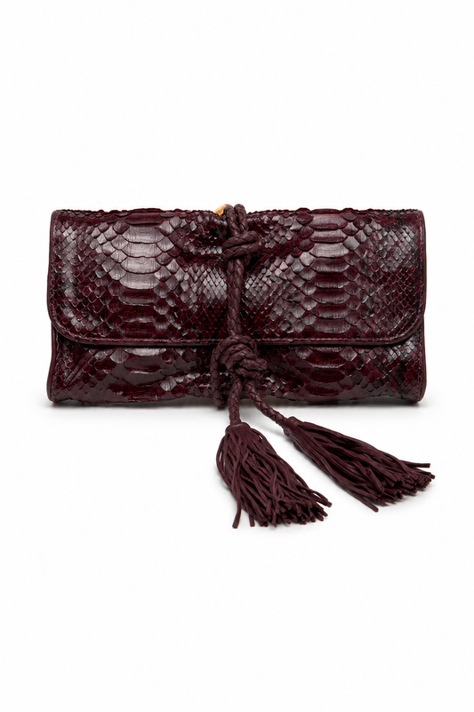 Clutch Flávia | Couro de Python | Vinho