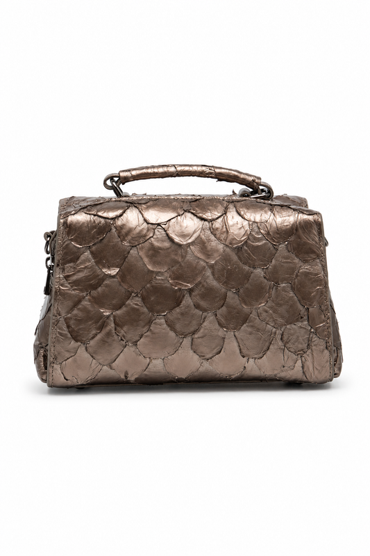 Bolsa Fernanda | Couro Pirarucu | Bronze