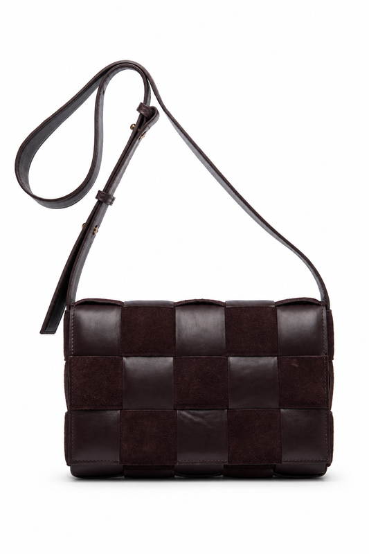Bolsa Vanessa | Couro e Camurça | Marrom