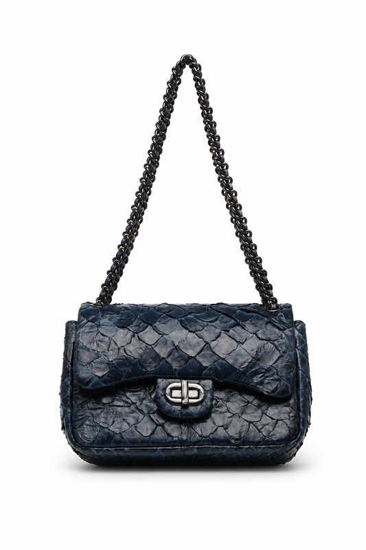 Bolsa Gabi M | Couro de Pirarucu | Azul
