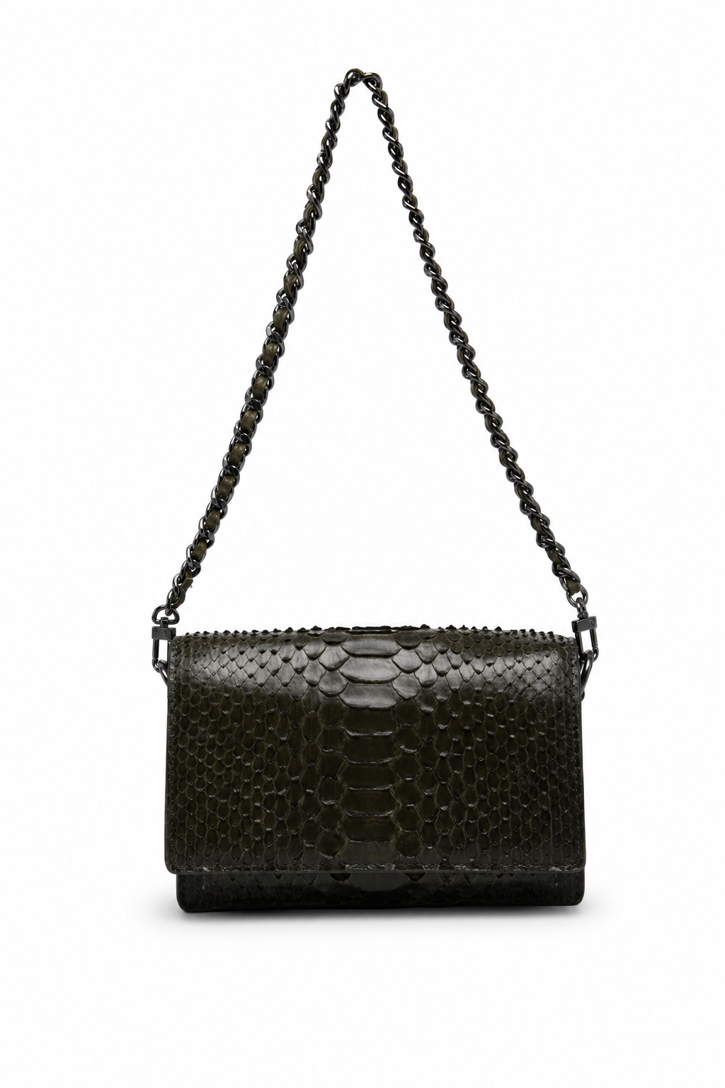 Bolsa Olívia | Couro de Python | Verde Musgo