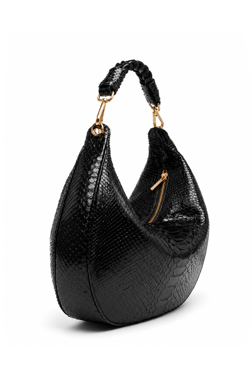 Bolsa Marcela M | Couro de Python | Preta