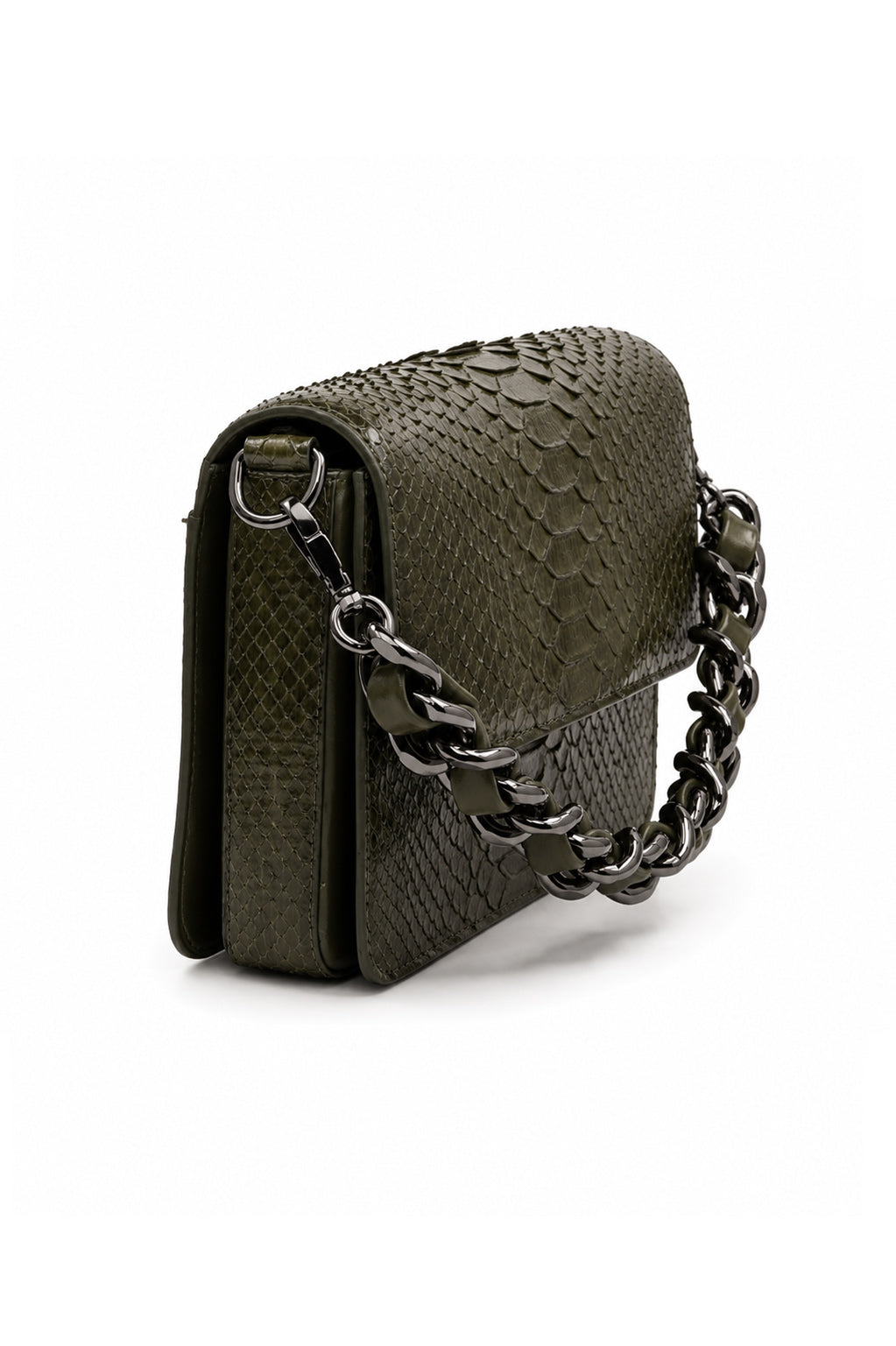 Bolsa Elisa | Couro de Python | Verde Musgo