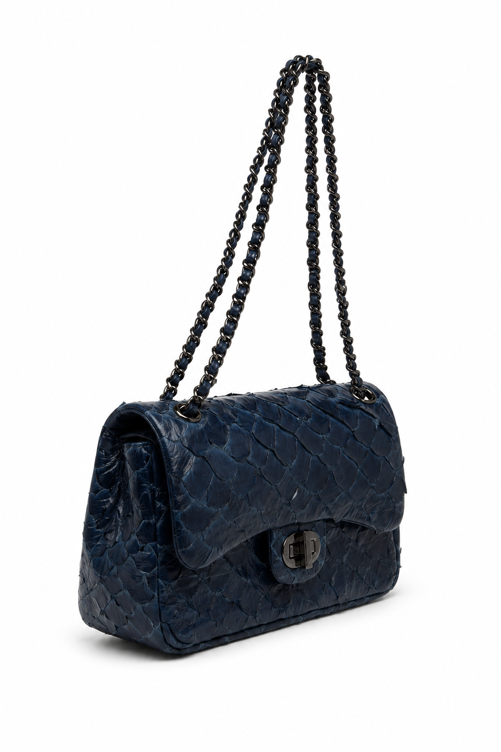 Bolsa Gabi M | Couro de Pirarucu | Azul