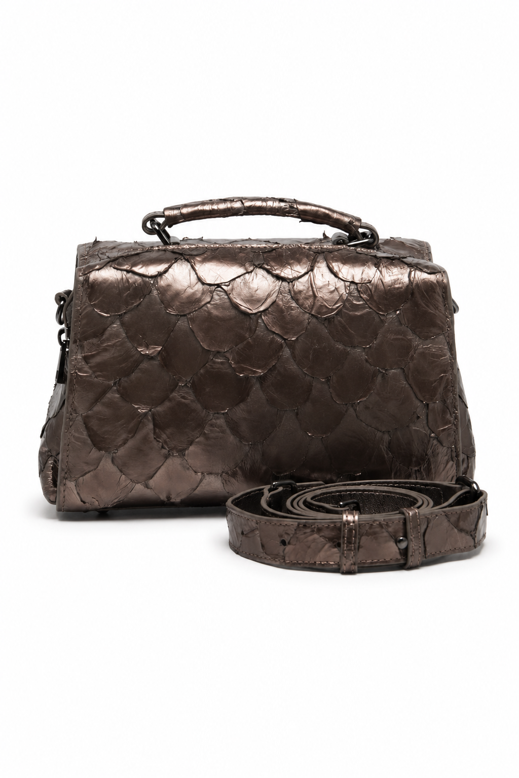 Bolsa Mari | Couro Pirarucu | Bronze