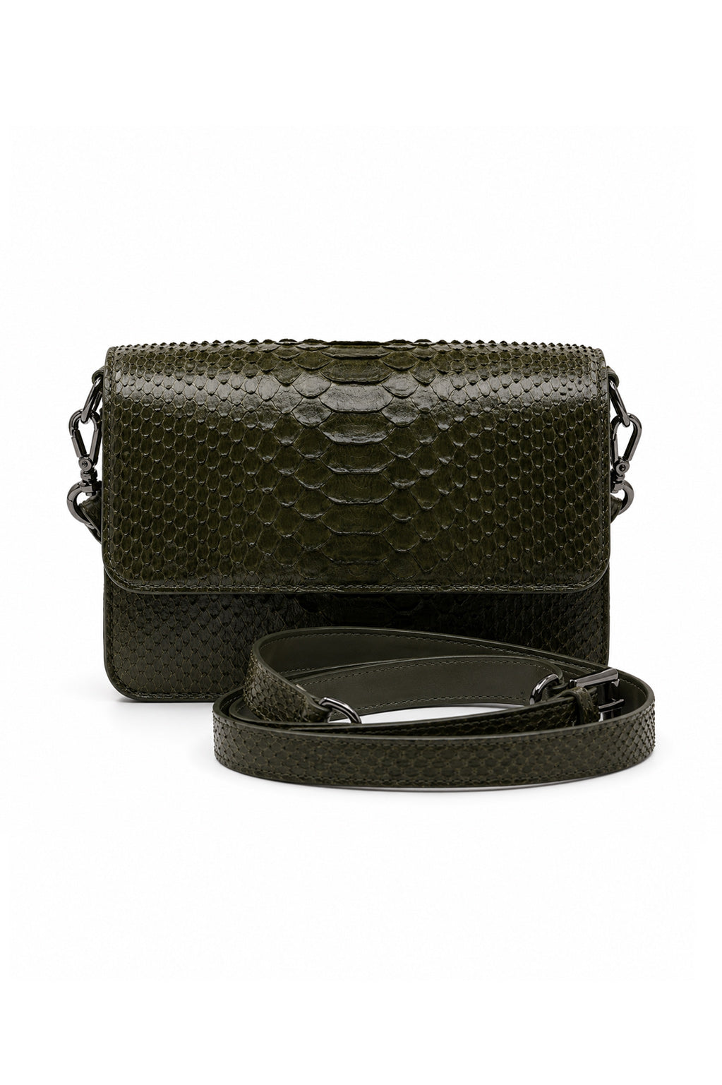 Bolsa Elisa | Couro de Python | Verde Musgo