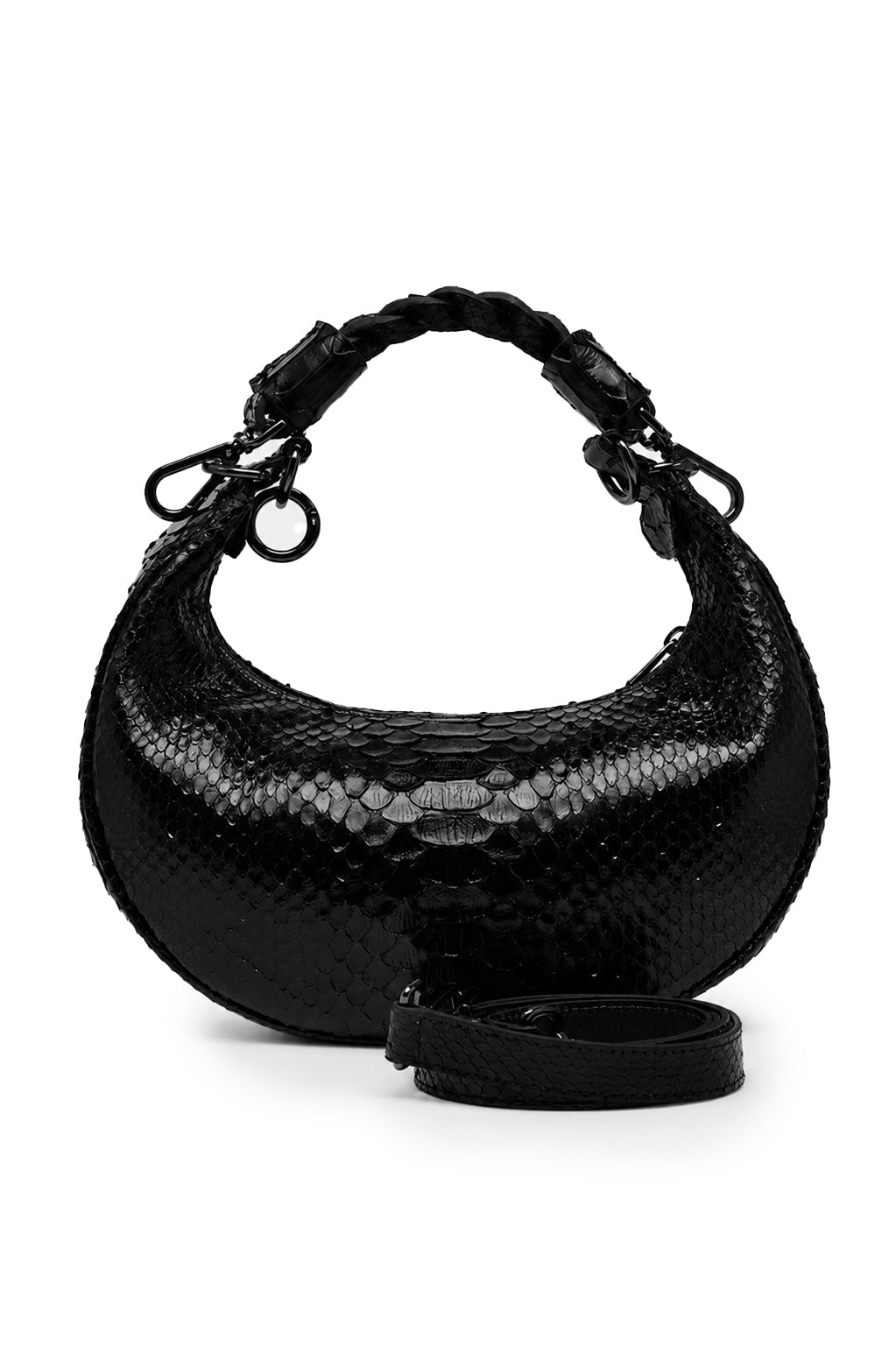 Bolsa Marcela P | Couro de Python | Preta | Ferragem Ônix