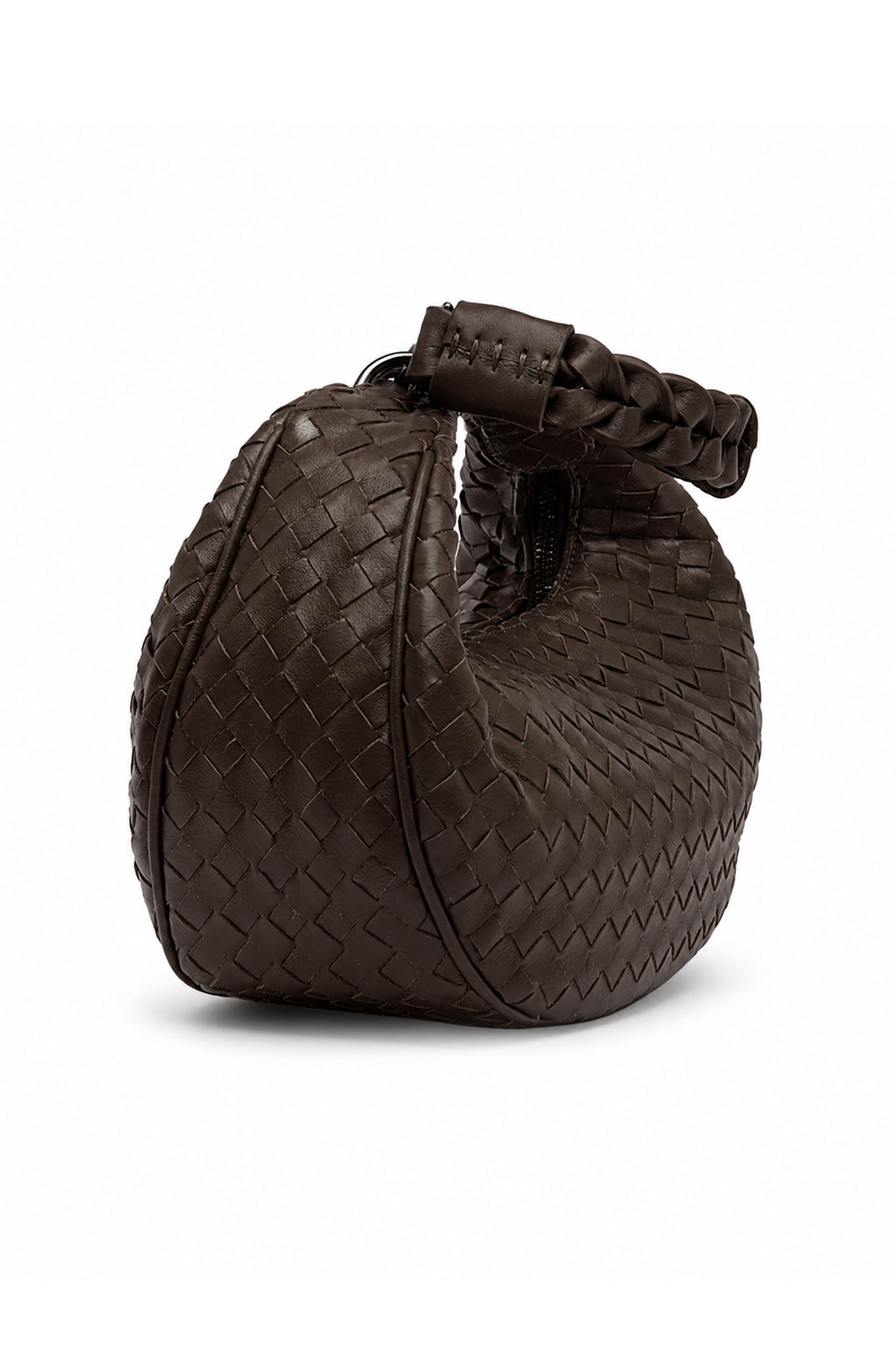 Bolsa Marcela P | Couro Pelica Tressê | Marrom | Ferragem Ônix
