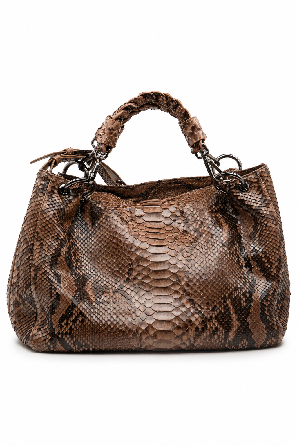 Bolsa Livian | Couro Python Artesanal | Marrom