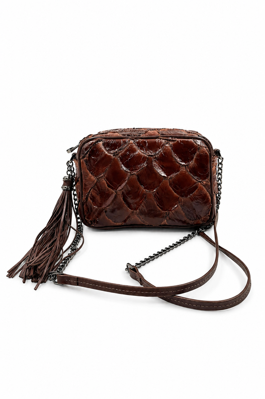 Bolsa Alice P | Couro de Pirarucu | Marrom
