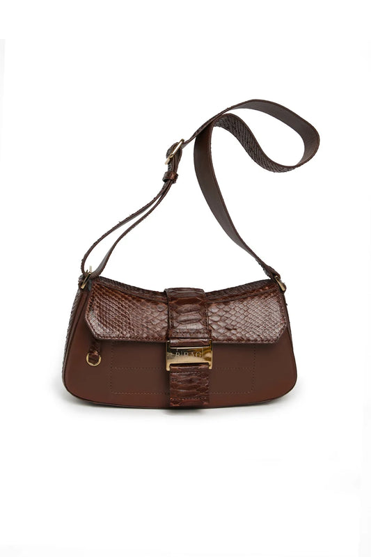 Bolsa Arlete | Couro de Python | Marrom