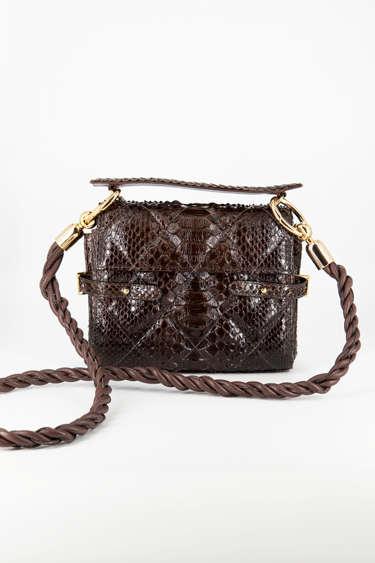 Bolsa Fabi | Couro de Python | Marrom