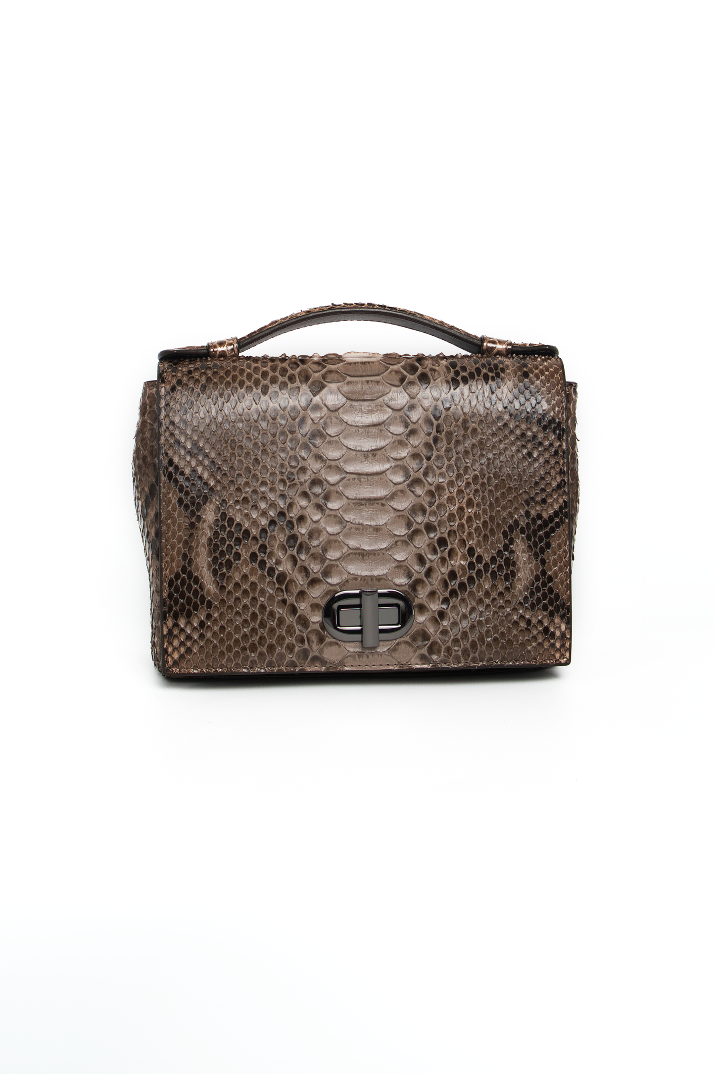 Bolsa Larissa | Couro de Python Artesanal | Marrom