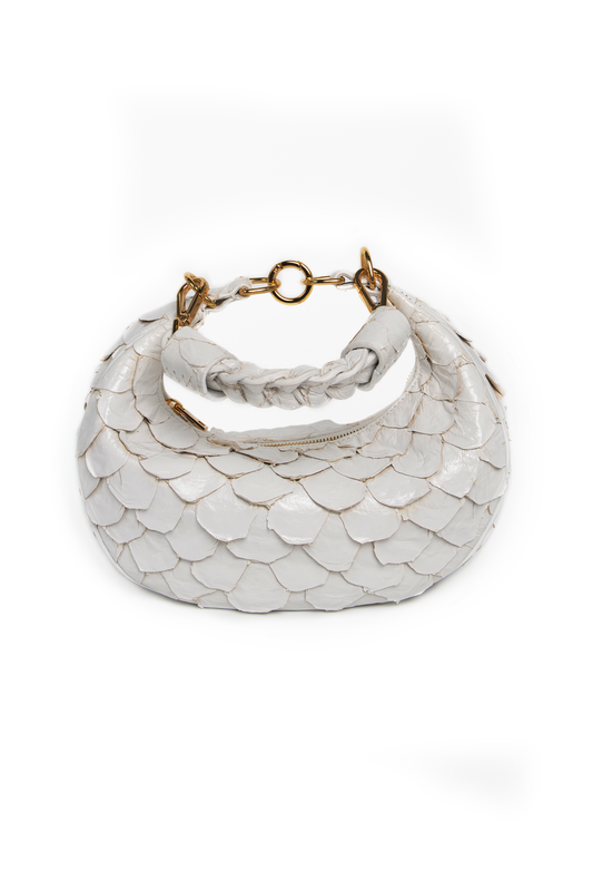 Bolsa Marcela P | Couro de Pirarucu | Off White