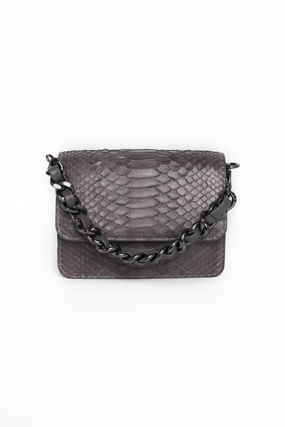 Bolsa Elisa | Couro de Python | Cinza