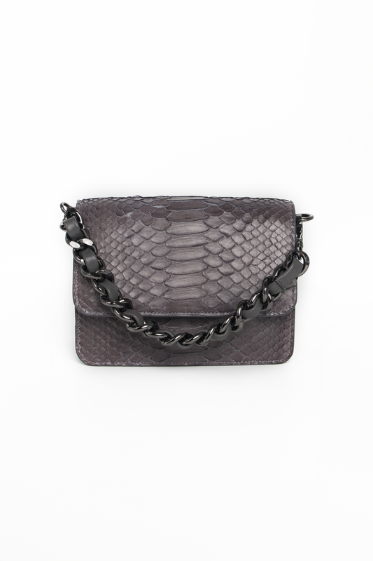 Bolsa Elisa | Couro de Python | Cinza