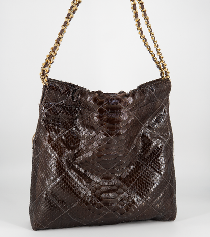 Bolsa Paula | Couro de Python | Marrom