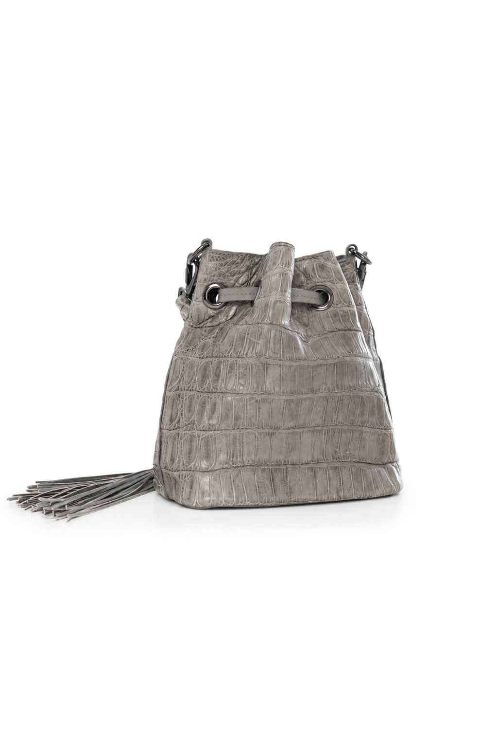 Bolsa Clarissa | Couro de Jacaré | Cinza