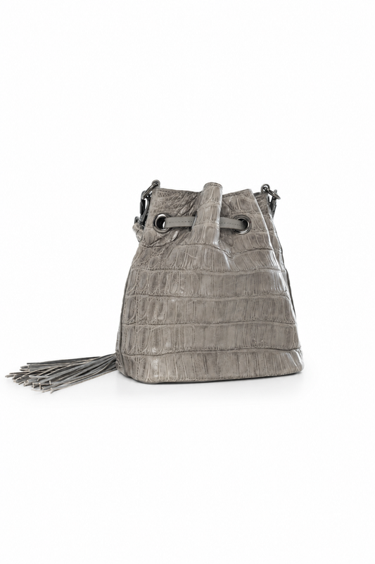 Bolsa Clarissa | Couro de Jacaré | Cinza
