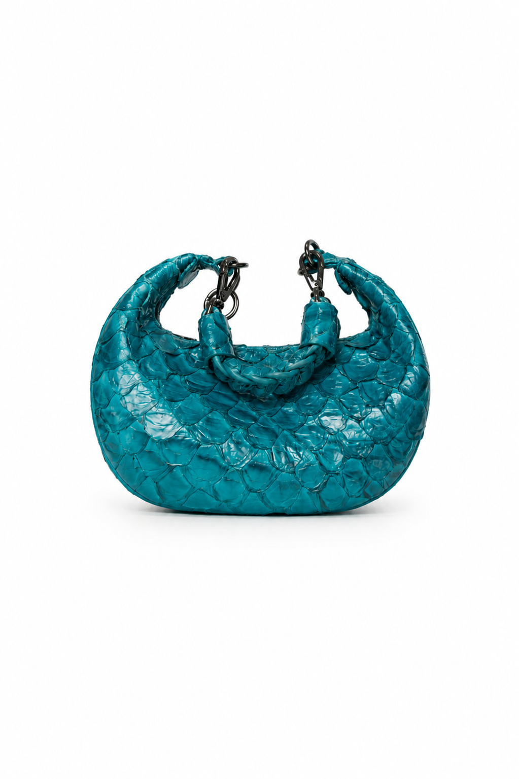 Bolsa Marcela P | Couro de Pirarucu | Azul Turquesa