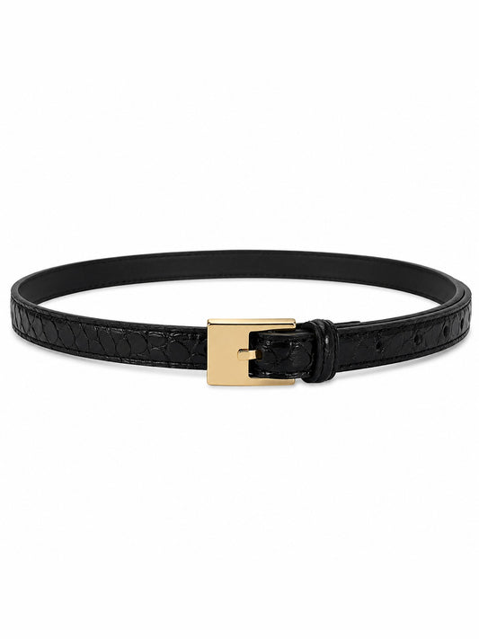 Cinto | Couro de Python | Preto | Ferragem Dourada