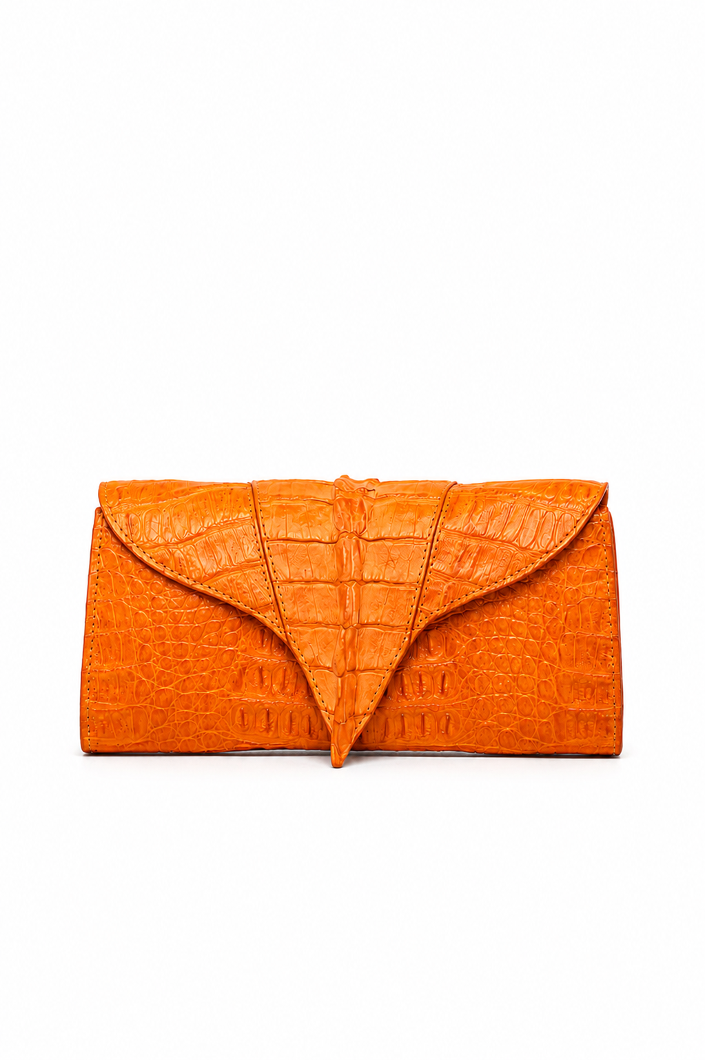 Clutch Clara | Couro de Jacaré | Laranja