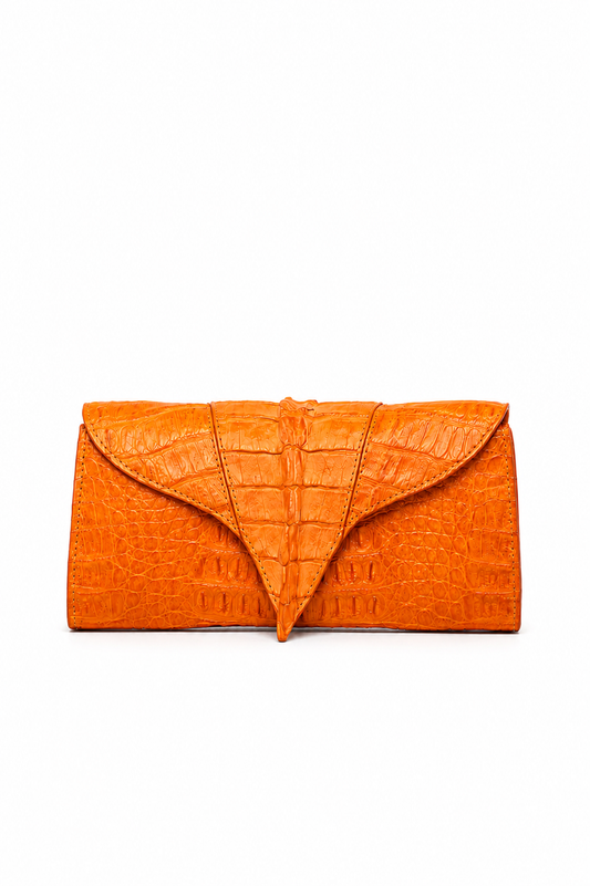 Clutch Clara | Couro de Jacaré | Laranja