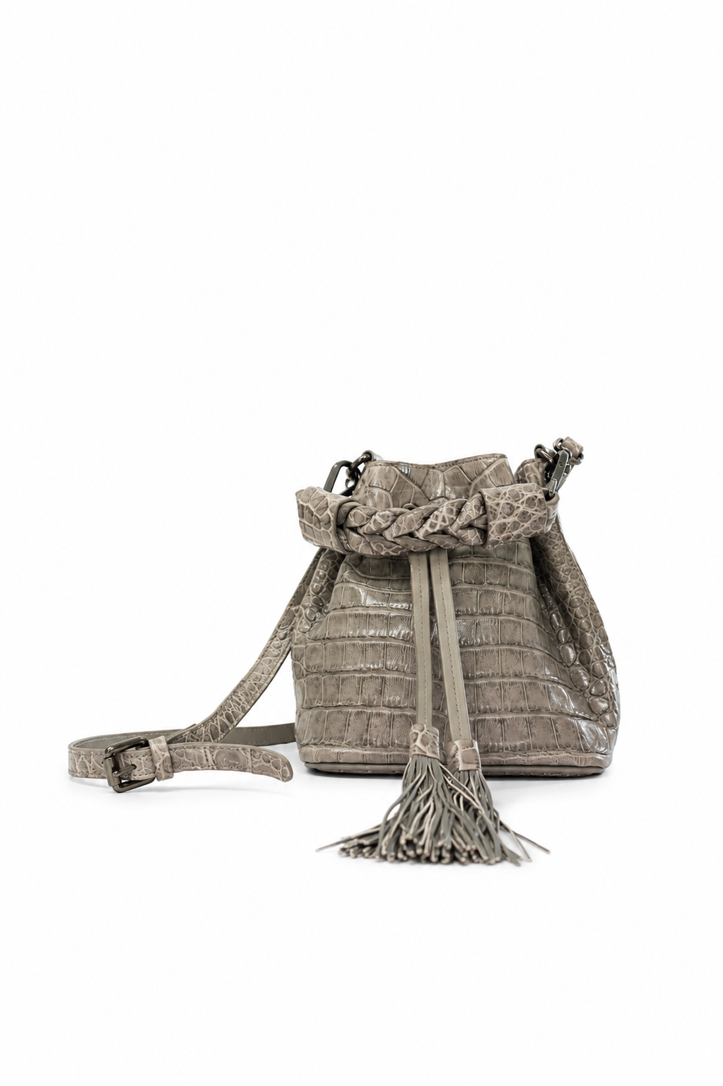 Bolsa Clarissa | Couro de Jacaré | Cinza