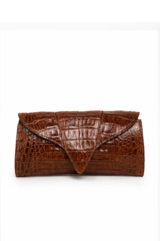 Clutch Clara | Couro de Jacaré | Caramelo