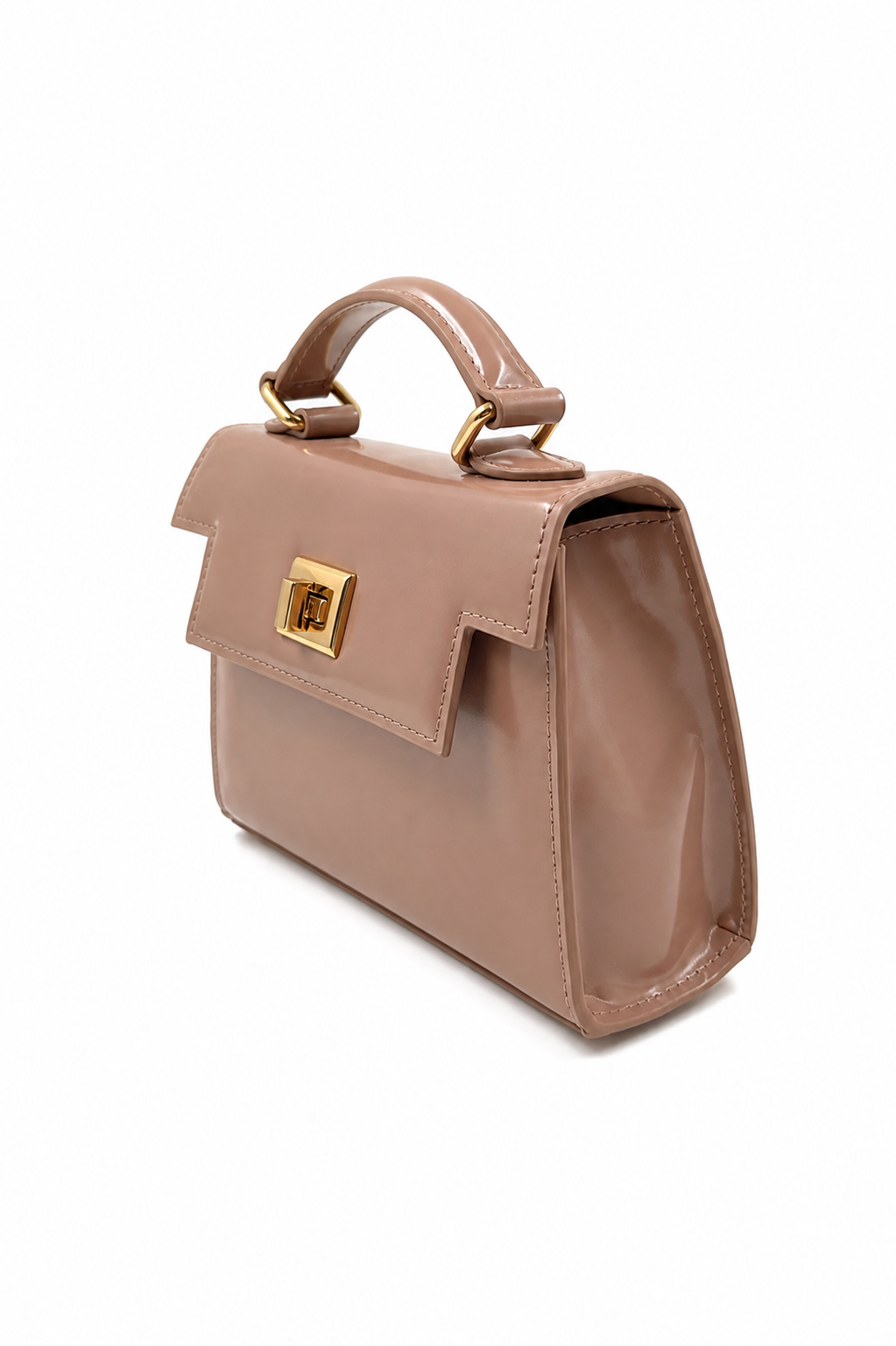 Bolsa Cris | Couro Box | Areia | Ferragem Dourada
