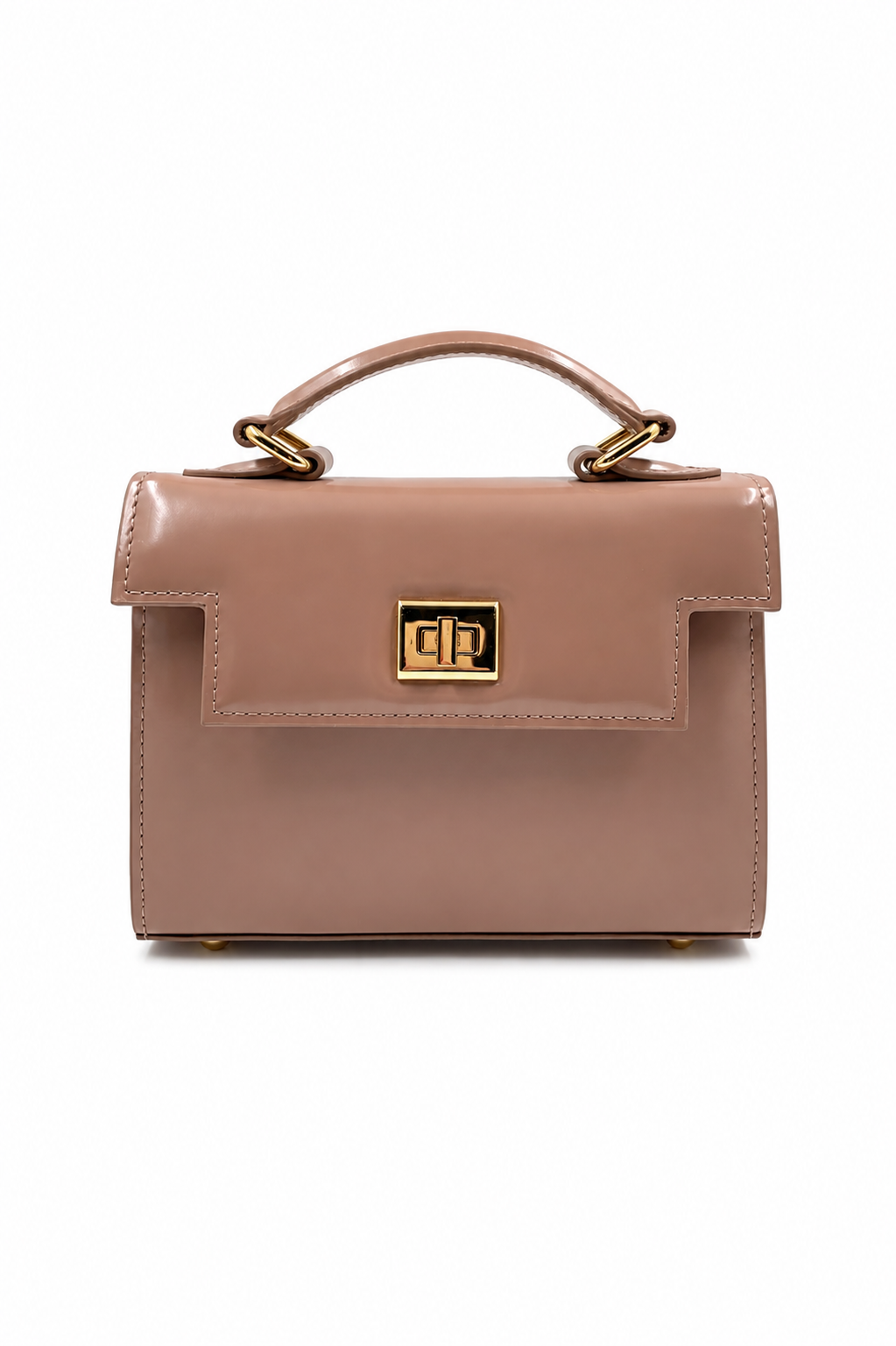Bolsa Cris | Couro Box | Areia | Ferragem Dourada