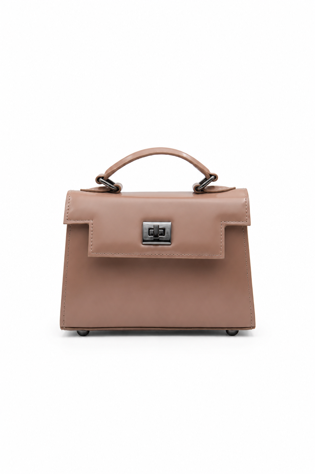Bolsa Cris | Couro Box | Areia | Ferragem Ônix