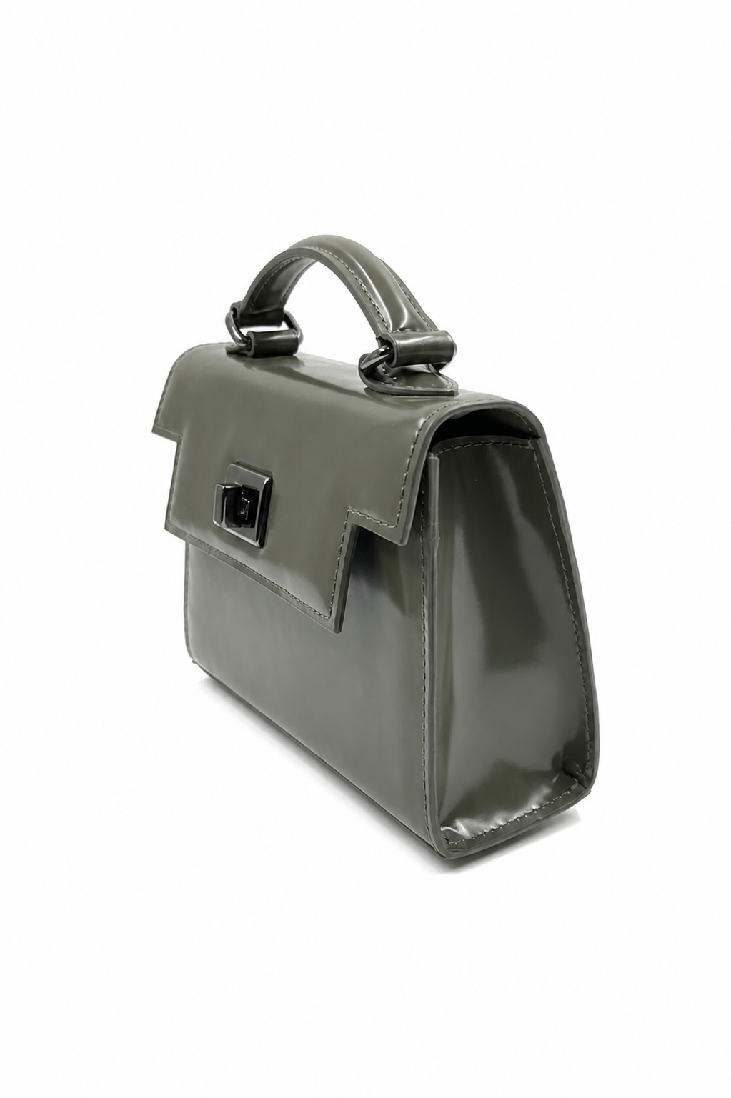 Bolsa Cris | Couro Box | Verde | Ferragem Ônix