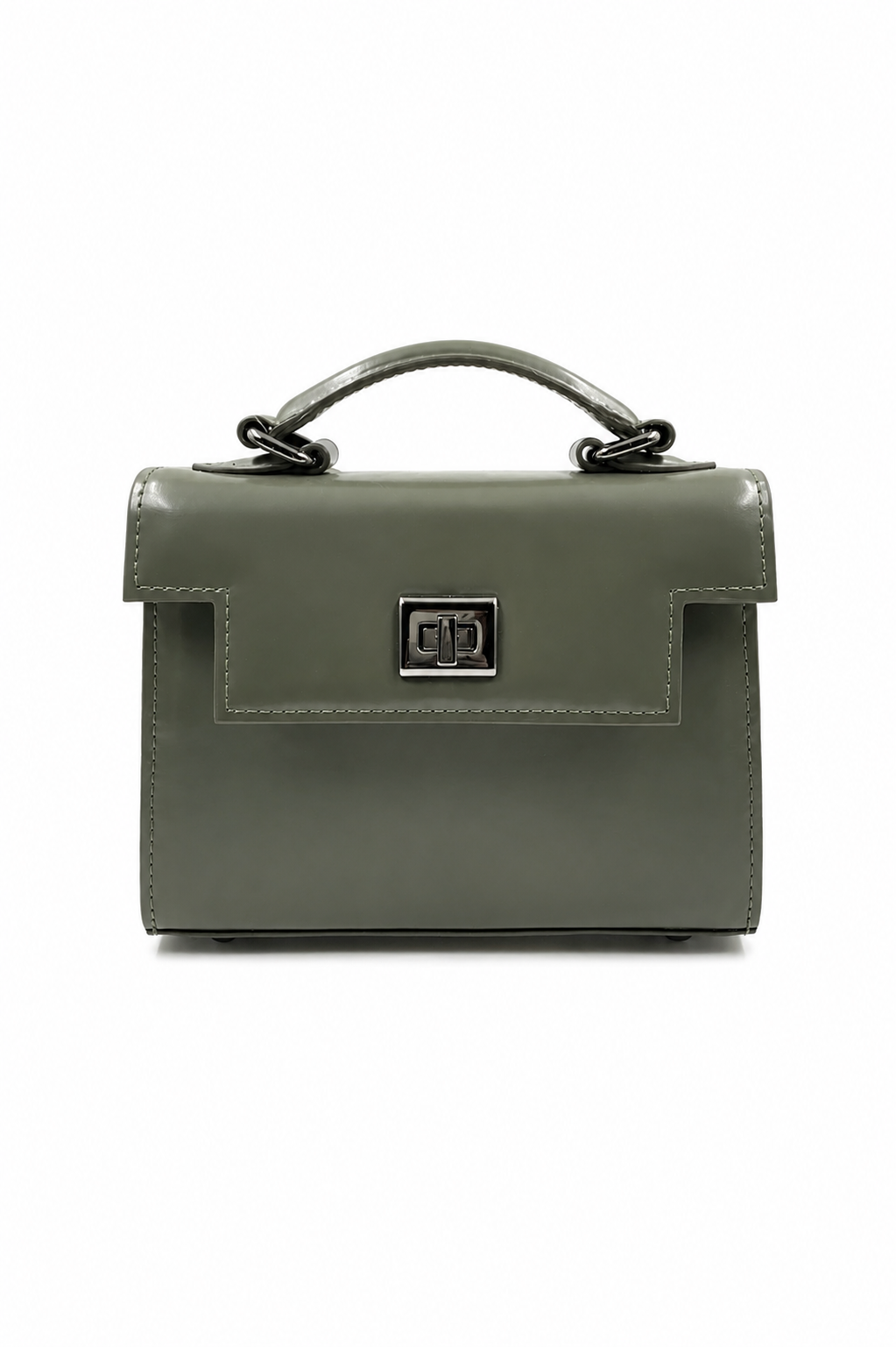 Bolsa Cris | Couro Box | Verde | Ferragem Ônix