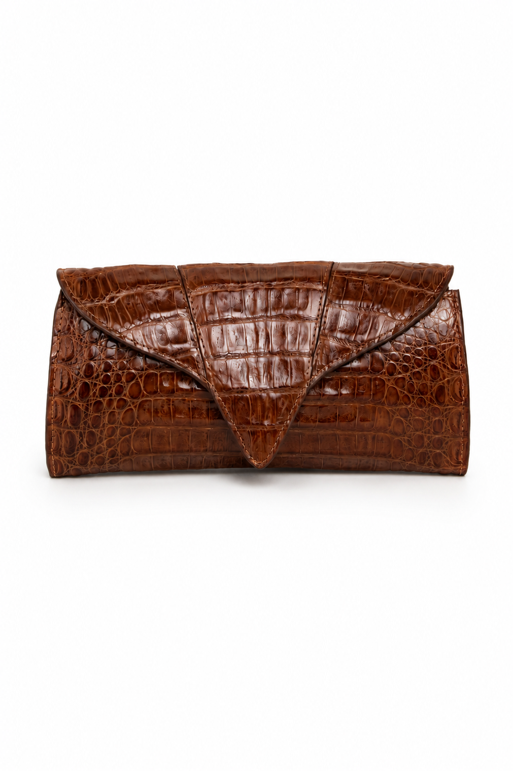 Clutch Clara | Couro de Jacaré | Caramelo