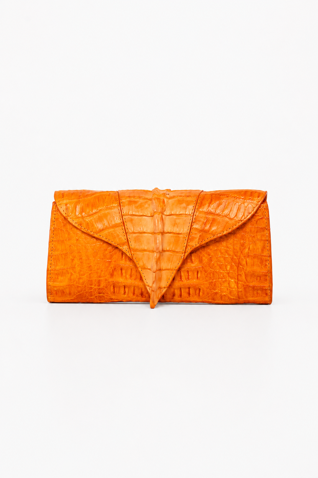 Clutch Clara | Couro de Jacaré | Laranja