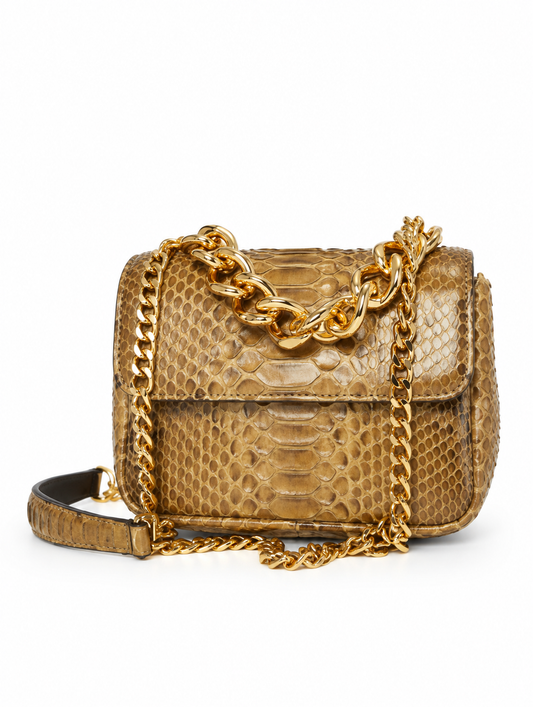 Bolsa Paty | Python Artesanal | Bege