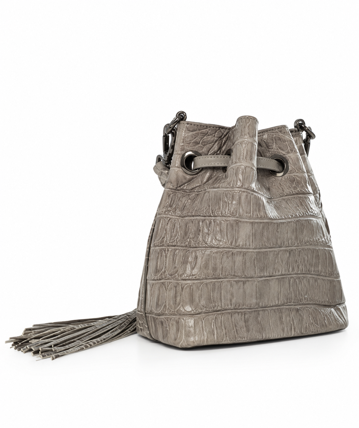 Bolsa Clarissa | Couro de Jacaré | Cinza