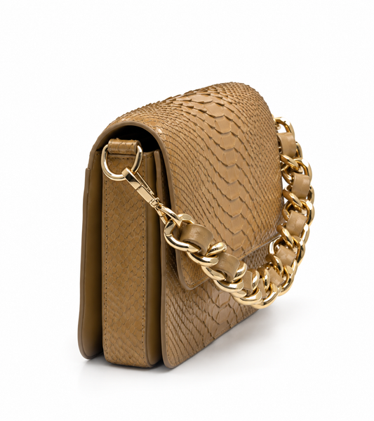 Bolsa Elisa | Couro de Python | Areia