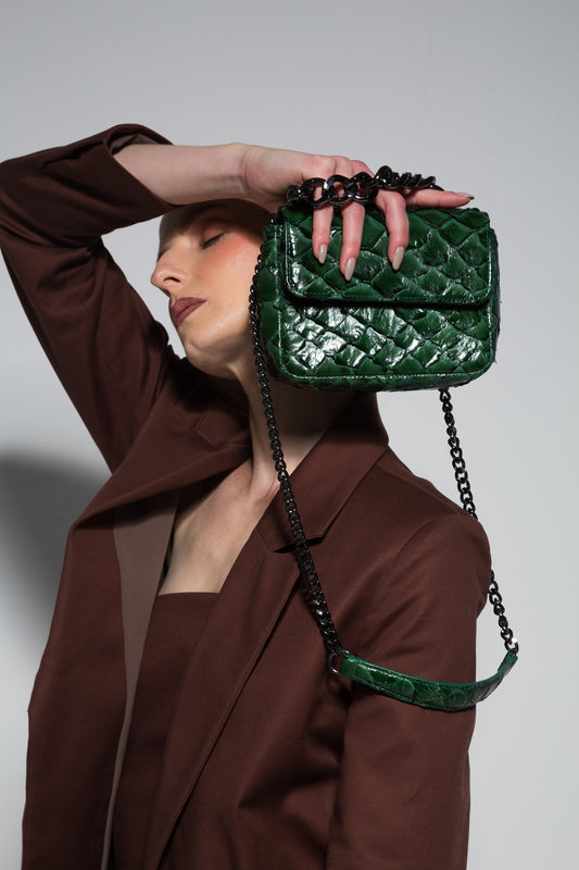 Bolsa Paty | Couro de Pirarucu | Verde