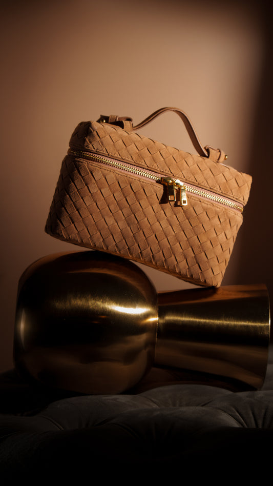 Bolsa Valentina | Couro Chamoise | Bege